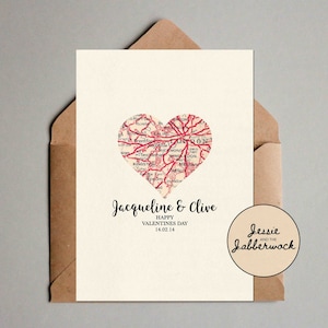 Stampa personalizzata del cuore mappa, Anniversario, San Valentino stampabile / Cornice & Hang