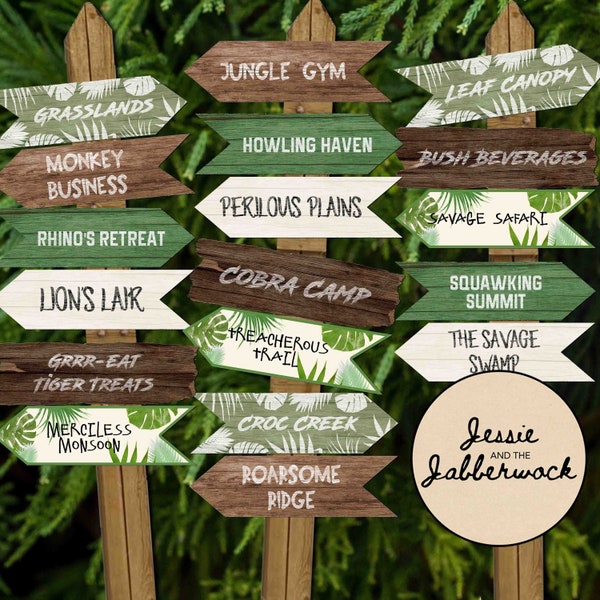 Jungle Directional signs Party Pack Printable | Wild Decorations | Safari | Jungle Book | Rainforest | Wild One Birthday