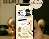 Spy Invite | Secret agent Detective party | Mission | Top Secret Animated invitation | Edit yourself Canva Phone template