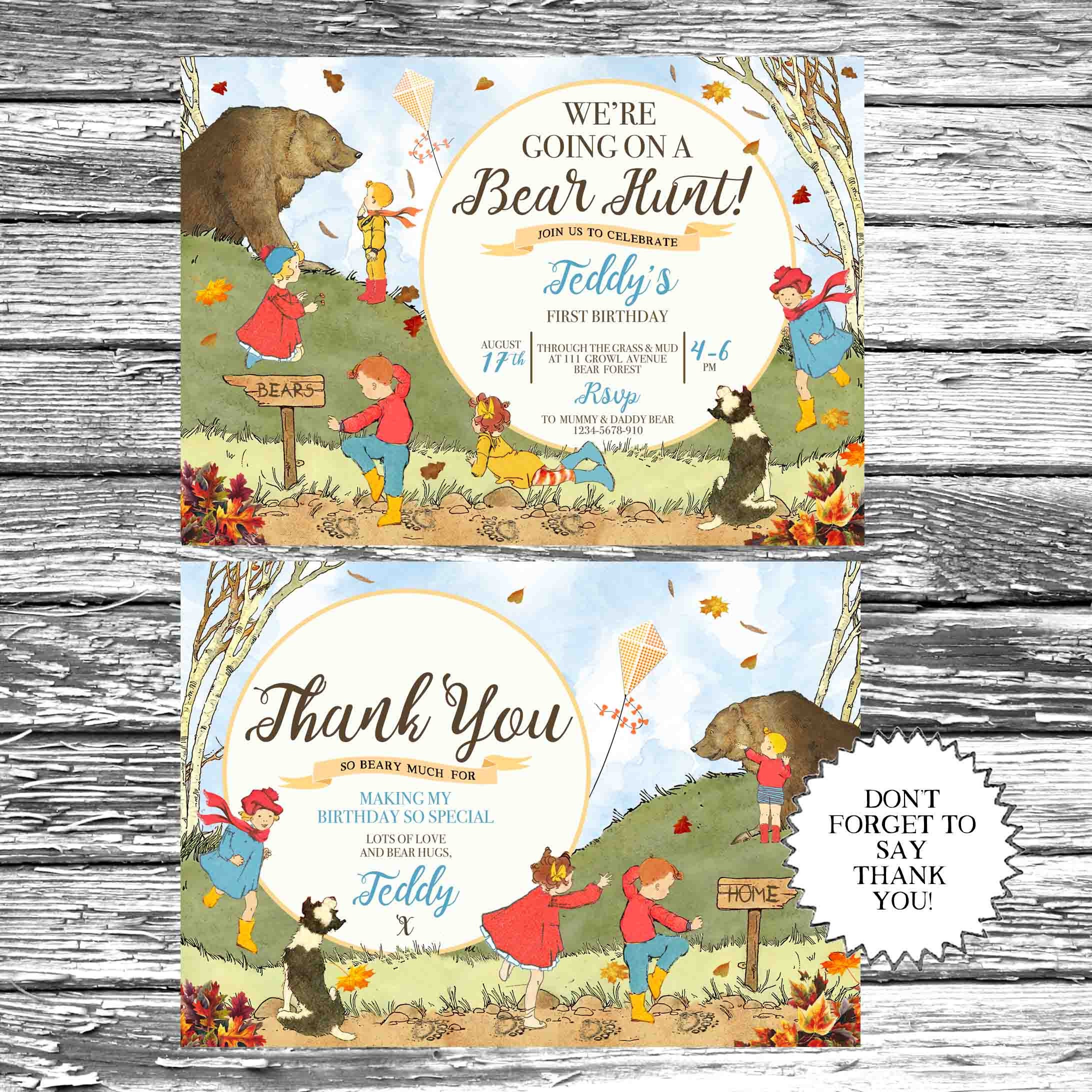 We're Going on a Bear Hunt Invite, Nature Trail Invitation, Autumn Fall ...