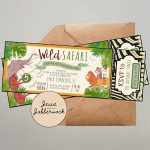 Personalisierte Wild Safari Geburtstagseinladungskarte