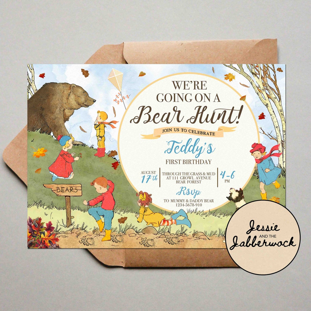 We're Going on a Bear Hunt Invite, Nature Trail Invitation, Autumn Fall ...