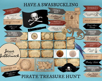 May include: A colorful pirate treasure hunt game with a map, compass, and various pirate-themed locations. The game includes a pirate ship, skull and crossbones, and a monkey.