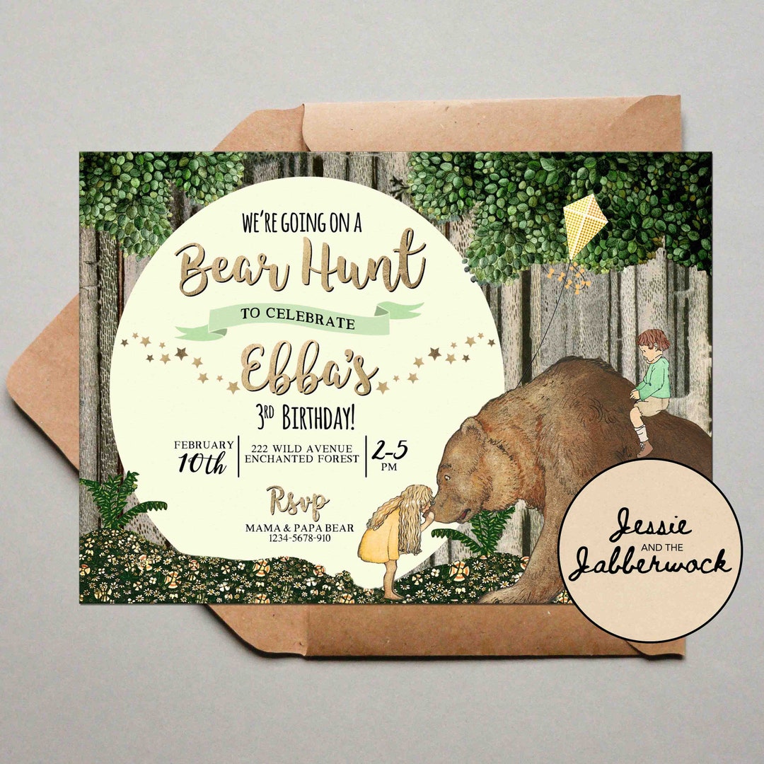 We're Going on a Bear Hunt Invite, Enchanted Woodland Invitation ...