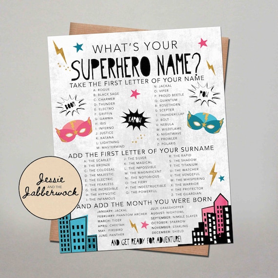 Superhero Party Sign Whats Your Superhero Name Sign 