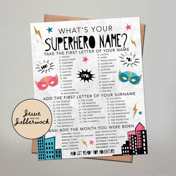 Superhero Party Sign Whats Your Superhero Name Sign 