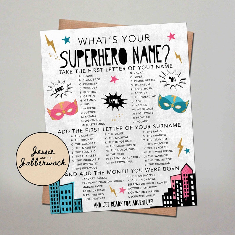 What's Your Superhero Name Printable Instant Download - Etsy UK
