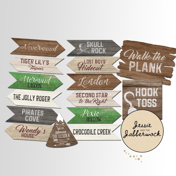 Neverland Directional Signs Party Pack Printables Peter Pan Decorations  Neverland Signs Pirate Party & Fairy Birthday Skull Rock -  Norway