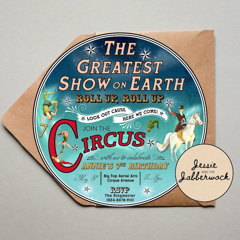 Greatest Show Birthday Invitation Circus Invite Carnival Circus Party Cirque Ringmaster Acrobat Gr8est Acro