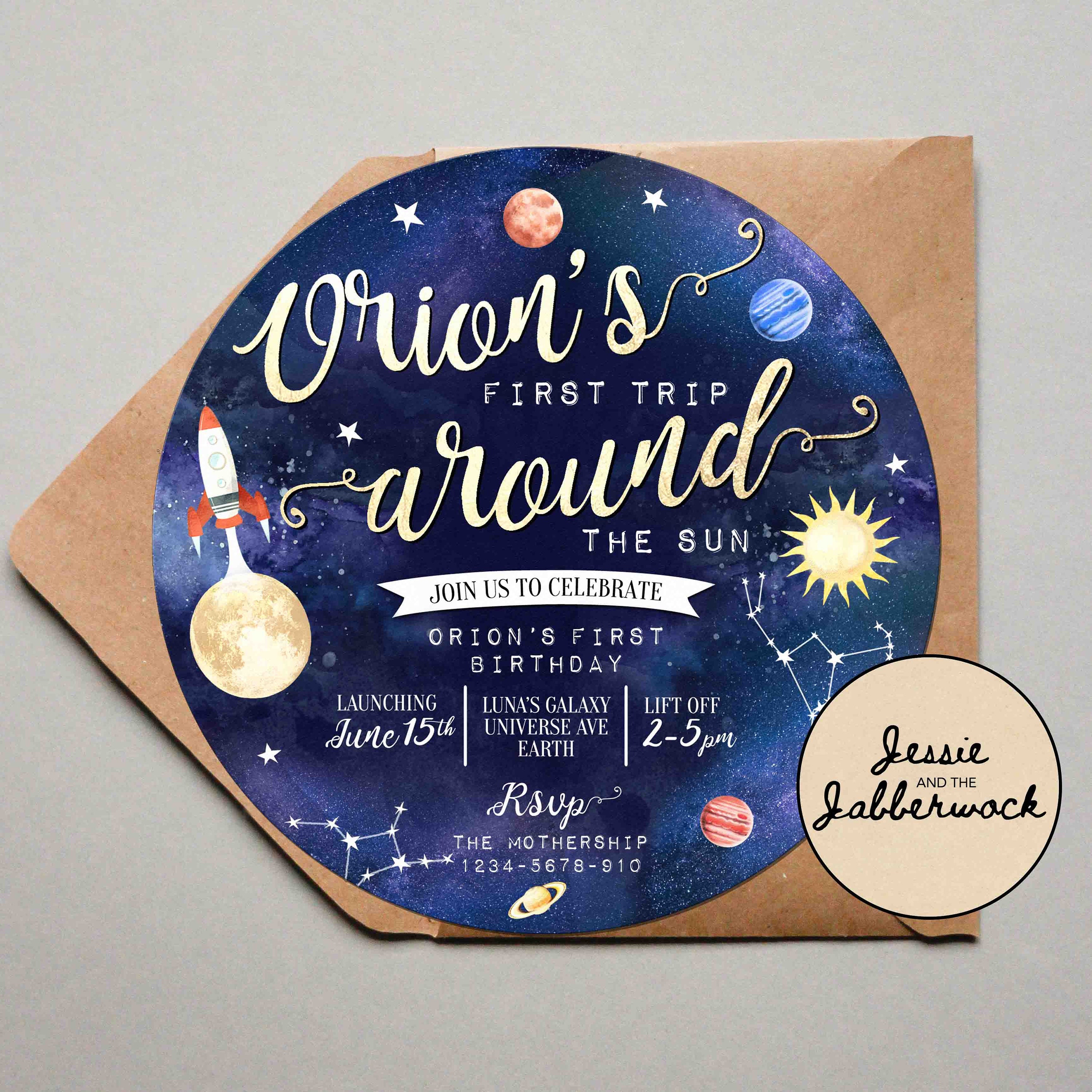 First Birthday Invitation First Trip Around The Sun Round Etsy UK