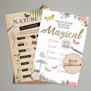 Personalisierte Schnitzeljagd druckbar | Nature Trail Treasure Hunt Checkliste Arbeitsblatt, Eye Spy Game, Hide and seek, Garden Games