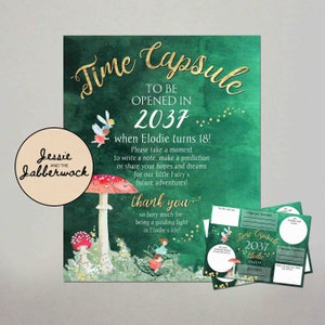 Fairy Time Capsule, Vintage Enchanted Forest Fairies Birthday Memory Guestbook, 1st Birthday Keepsake