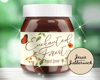 Schokoladenaufstrich-Etikett zum Ausdrucken | Nutella Glasverpackung | Zauberwald Geburtstag Sofort download | Gastgeschenke | Zauberhafte Feenparty