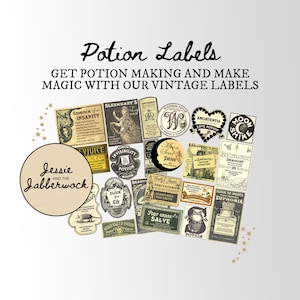 Potion Bottle Labels 21 Label Bundle Apothecary Magical Witches and ...