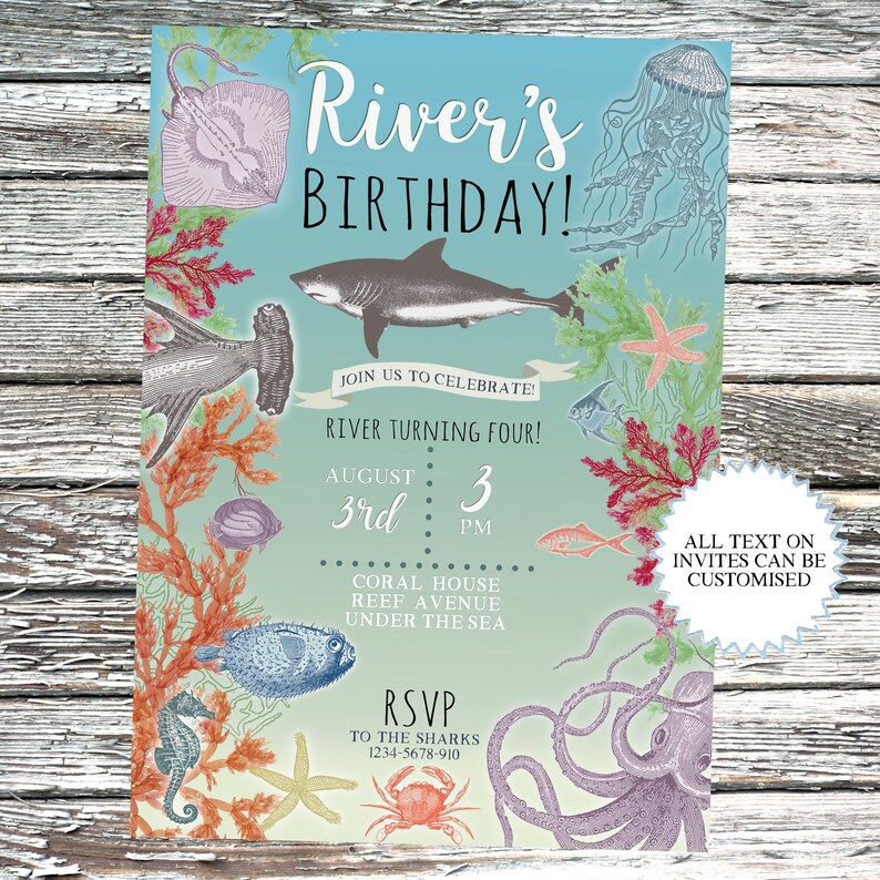 Under the Sea Invitations Vintage Ocean Party Invite | Etsy