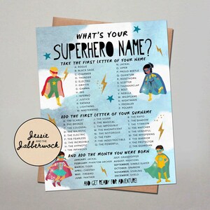 What's Your Superhero Name Printable, Instant Download Party Game ...