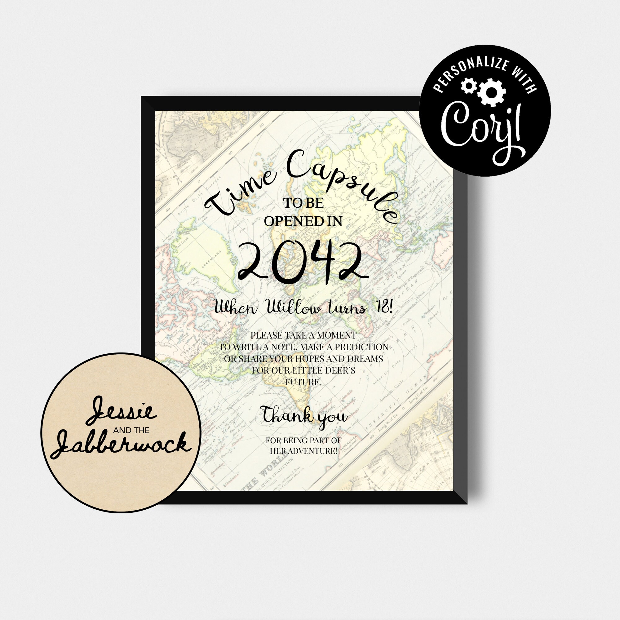 Time Capsule Card Design Examples Vintage Map Time Capsule Templates | Explorer Memory Guestbook ...