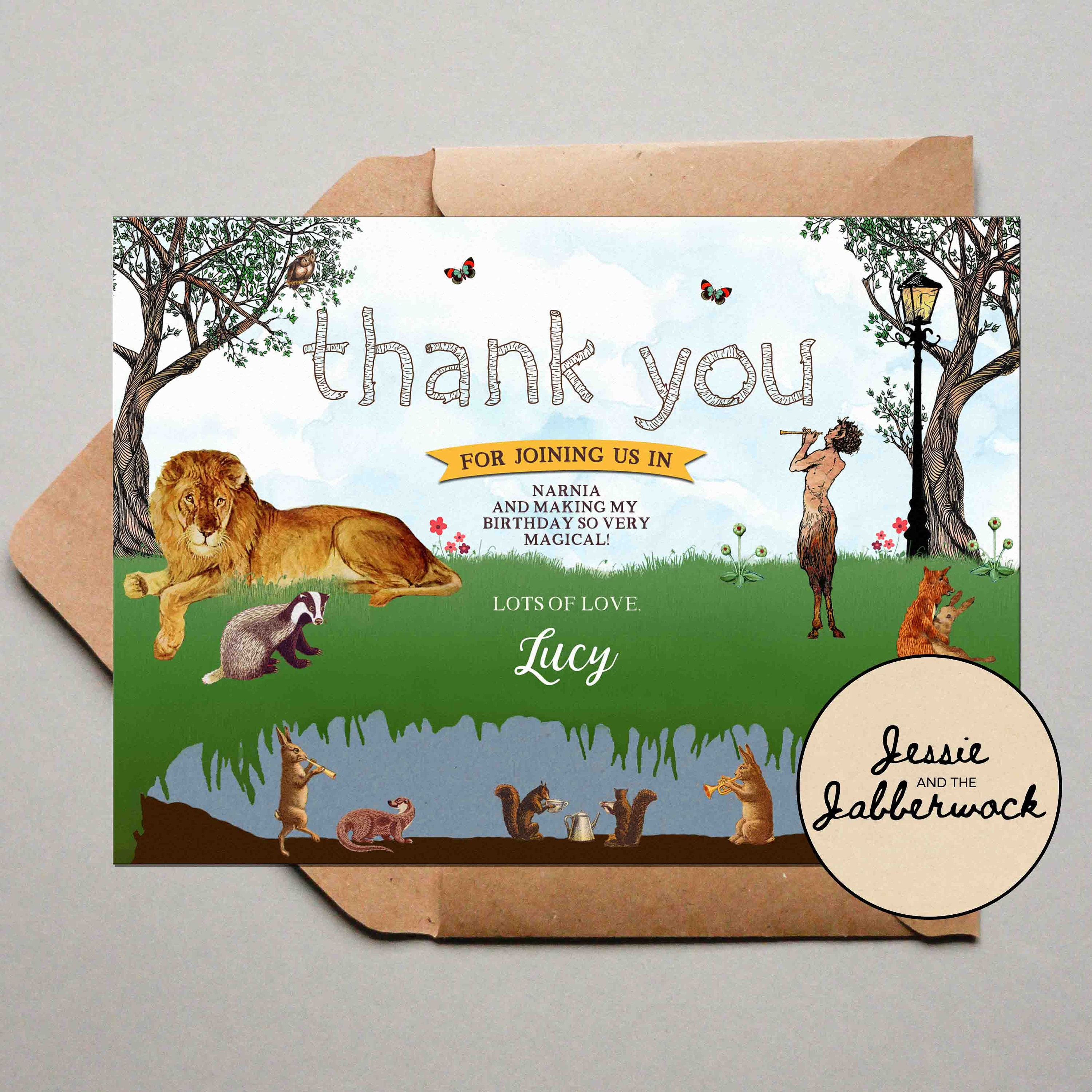 Spring Invitation Animals Spring Enchanted Forest Invite | Lampost Lion Invitation | Woodland ...