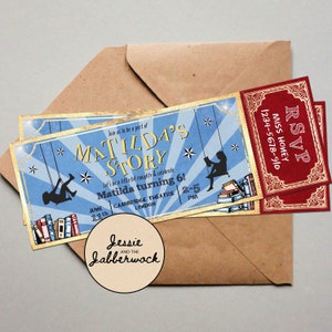 Matilda inspirierte Geburtstags-Party Einladung | Circus Ticket einladen | Geben Sie eine Show-Karte | Faschingsparty | Leseratte einladen | Leseparty