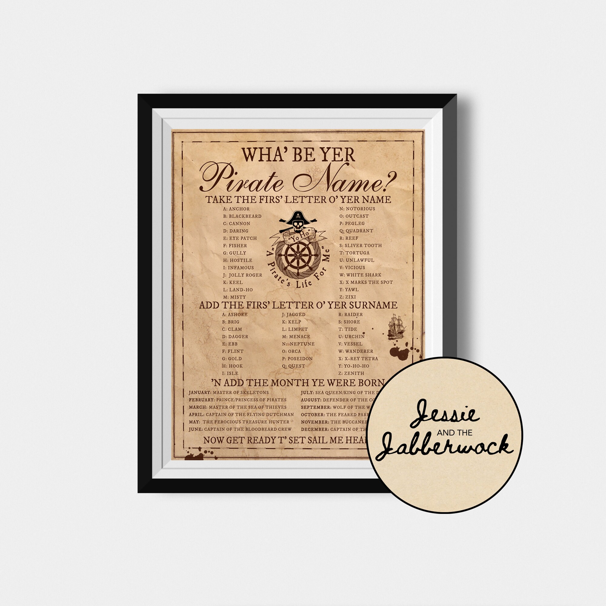 What’s Your Pirate Name Game – Printable Pirate Party Activity – Kids ...