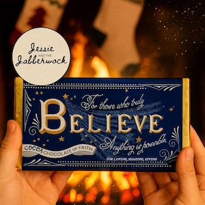 Believe Christmas Chocolate Bar and Believe Ticket | I believe in you | Magical Elf Made Stocking Filler | Good luck Motivational gift