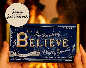 Believe Christmas Chocolate Bar and Believe Ticket | I believe in you | Magical Elf Made Stocking Filler | Good luck Motivational gift