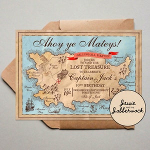 Invitation carte au trésor, amis ! Faire-part d'anniversaire pirates, soirée chasse au trésor