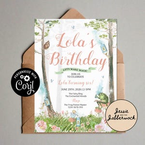 Enchanted Fairy Potion Party Invitation, Pixies and Woodland Animals Invite Template | Garden Tea Party, Fairyland, Forest Fairies Birthday
