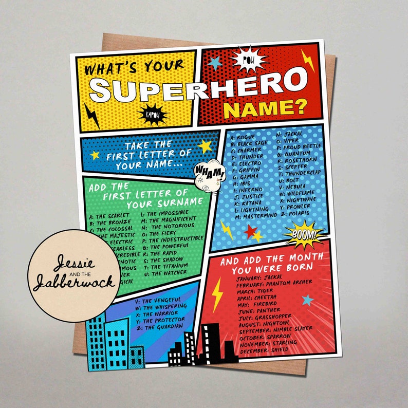 What's Your Superhero Name Printable Instant Download - Etsy