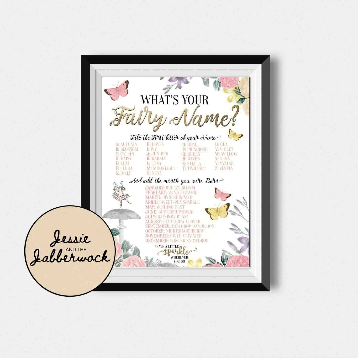 What's Your Fairy Name Printable Instant Download Party | Etsy UK