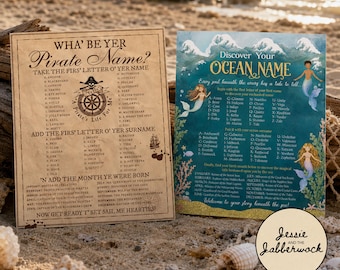 Mermaid & Pirate Party Game Bundle | Discover Your Ocean Name | What's Your Pirate Name | Printable Birthday Activity | Under the Sea Party