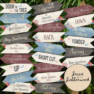 Wonderland Directional Signs Party Pack Printable | Alice in Wonderland ...