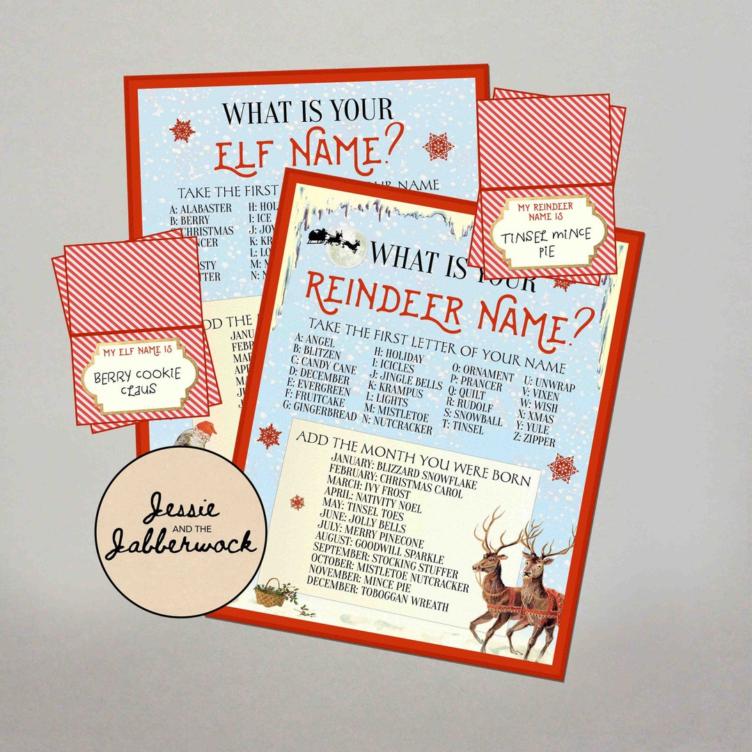 What's Your Reindeer Name? What's Your Elf Name? Printable, 2 for 1 ...