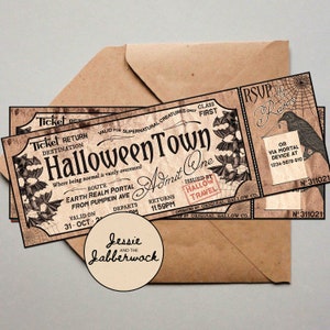 HalloweenTown Ticket Invitation | Halloween Party invite | Haunted House Party | Witches Birthday Party | Halloween Event | Vintage Ticket