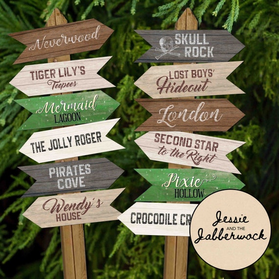 Neverland Directional Signs Party Pack Printables Peter Pan Decorations Neverland  Signs Pirate Party & Fairy Birthday Skull Rock -  Canada