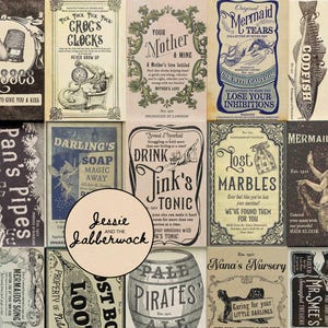 Neverland 23 Label Bundle | Peter Pan Pixie Dust Vintage Bottle Labels | Lost Boys&#39; Party Favours | Tink&#39;s Tonic | Lost marbles | Stickers