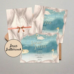 Swan Invite | Swan Lake Birthday Invitation | Swan Soirée | Opening Gate Fold Invite | 7 swans are swimming | Princess Ballet Party