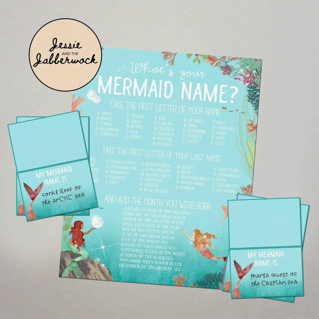 What's Your Mermaid Name? Printable, Instant Download Party Game, the ...