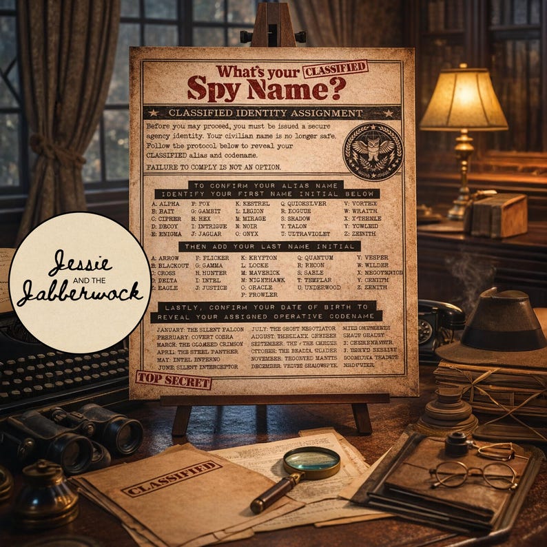 Vintage Spy Name Generator & Printable ID Card Kit – Secret Agent Party ...