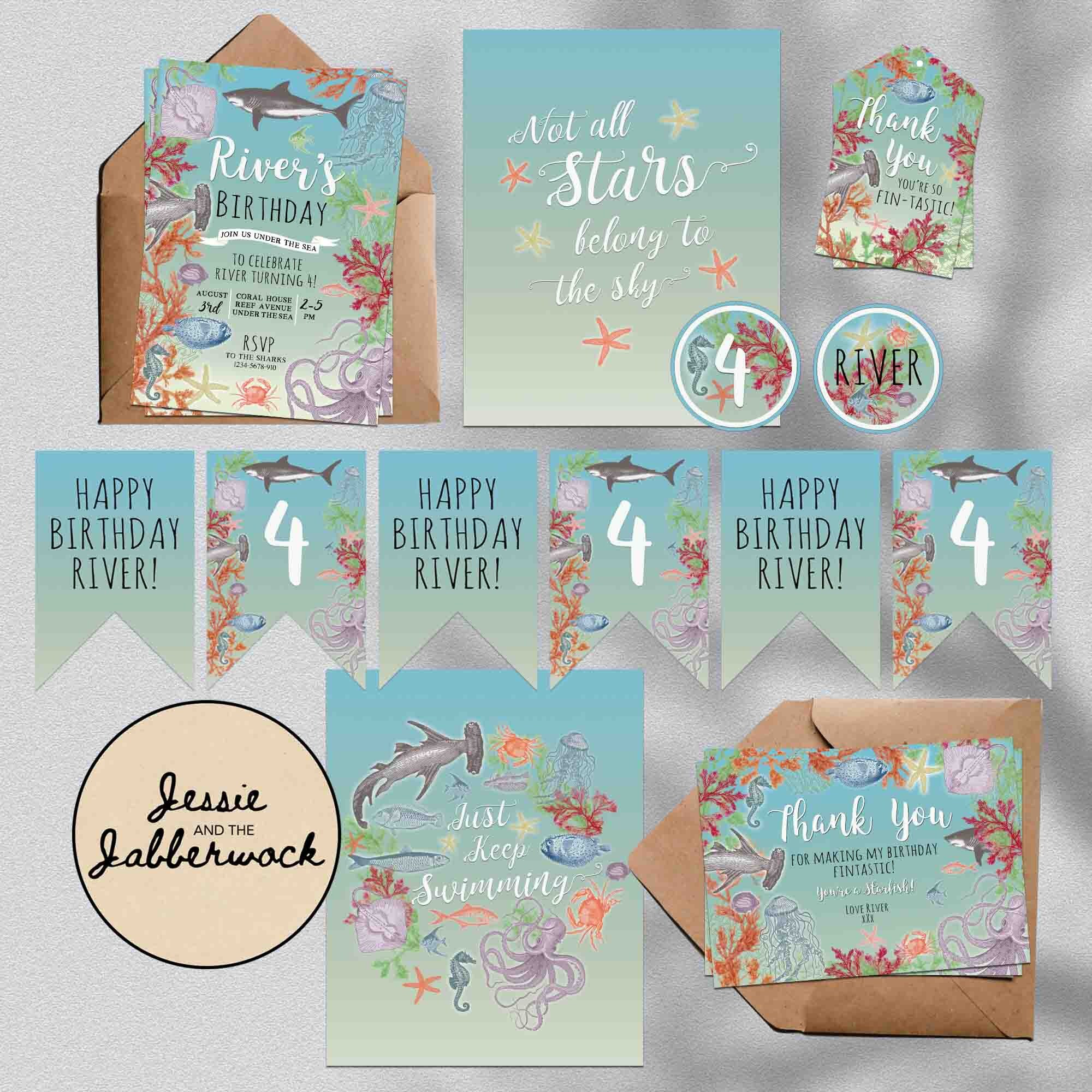 Under the Sea Invitations Vintage Ocean Party Invite - Etsy UK