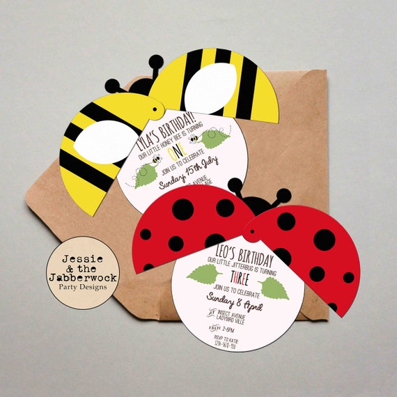 Ladybird And Bumble Bee Invite Moving Wings Invitation Etsy Einladungskarten Geburtstag Müller
