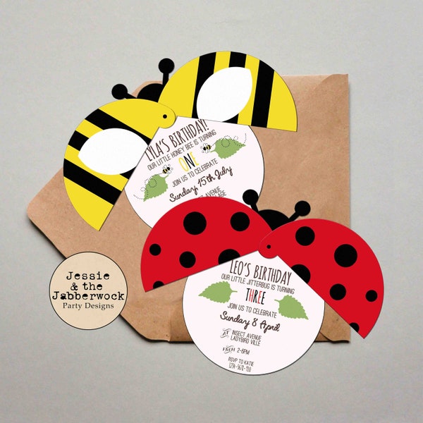Ladybird and Bumble Bee invite, moving wings invitation