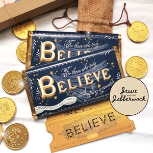 Believe Christmas Chocolate Bar and Believe Ticket | I believe in you | Magical Elf Made Stocking Filler | Good luck Motivational gift