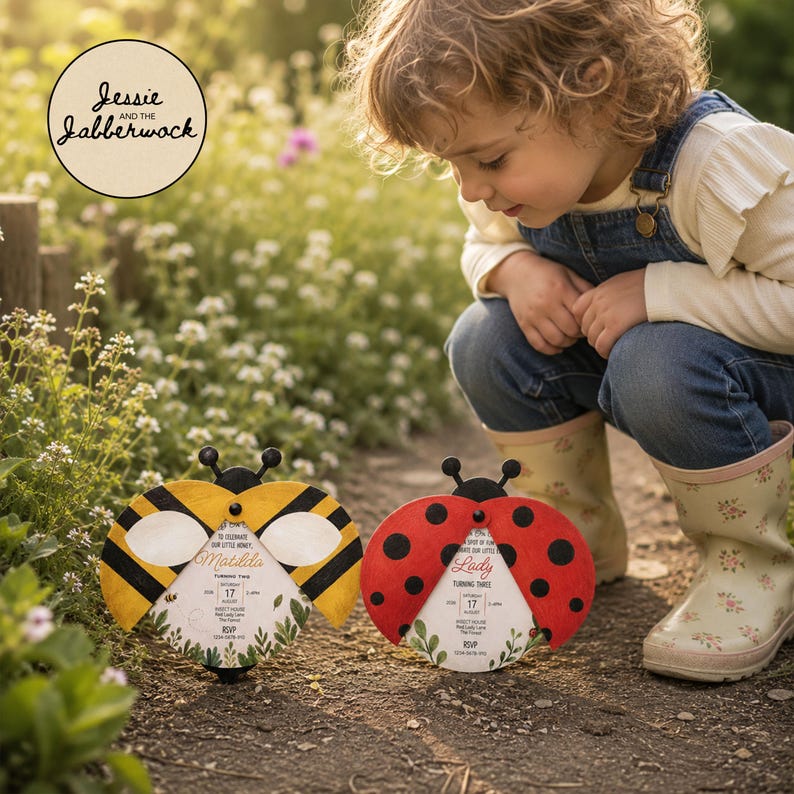 Ladybird Birthday Invitation | Bumble Bee Party Invite | Moving Wings Invite | Editable Corjl Template | Printable Love Bug Ladybug Invite image 9