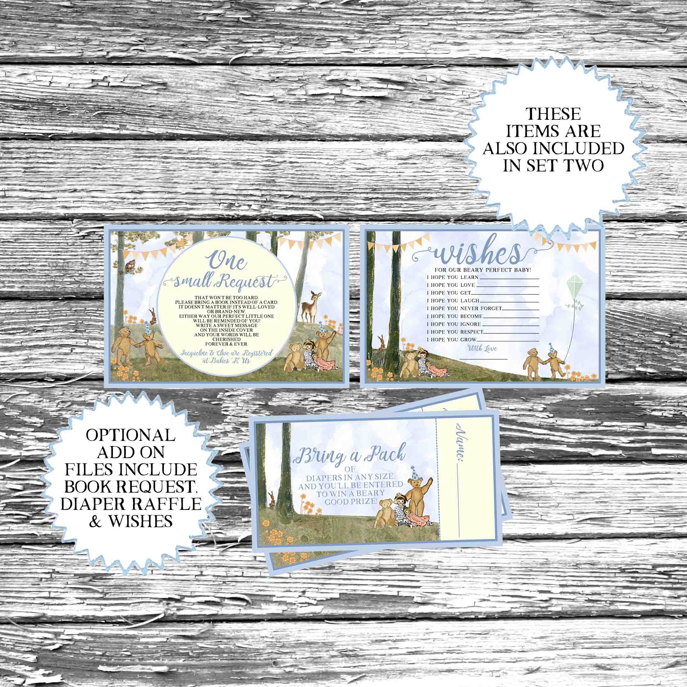 Vintage Teddy Bear Picnic Baby Shower Invitations Baby Blue Etsy UK