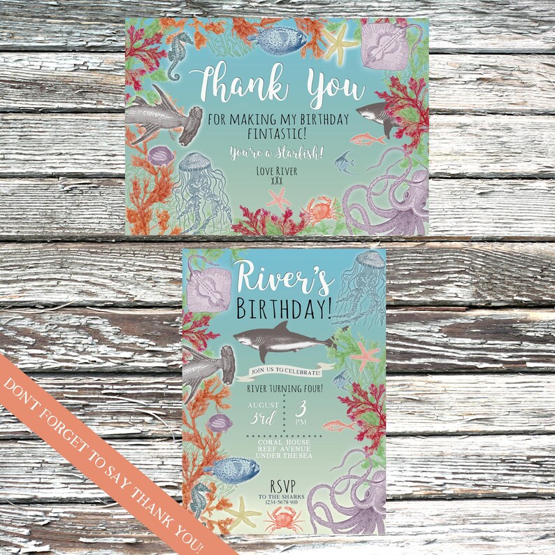 Under the Sea Invitations Vintage Ocean Party Invite | Etsy