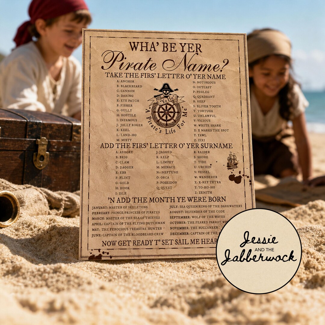 What’s Your Pirate Name Game – Printable Pirate Party Activity – Kids ...