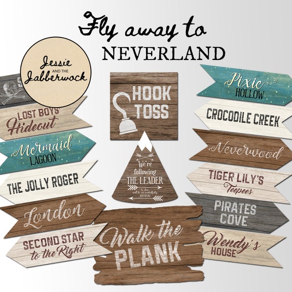 Neverland Directional Signs Party Pack Printables Peter Pan Decorations Neverland  Signs Pirate Party & Fairy Birthday Skull Rock -  Canada