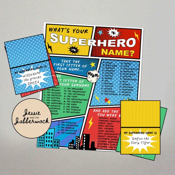 What's Your Superhero Name Printable Instant (Download Now) 