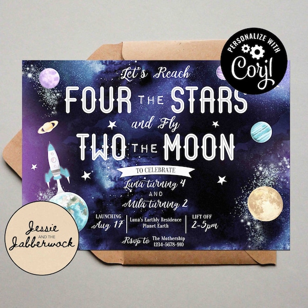 Reach 4 the Stars Birthday Invite Download - Etsy